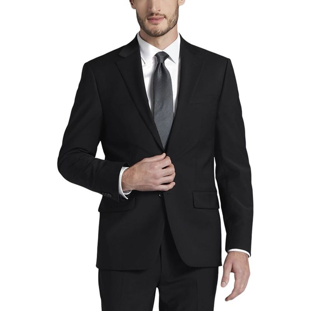 Calvin Klein Mens Slim-Fit Wool Infinite Stretch Suit Jacket 42S Black NWT $450